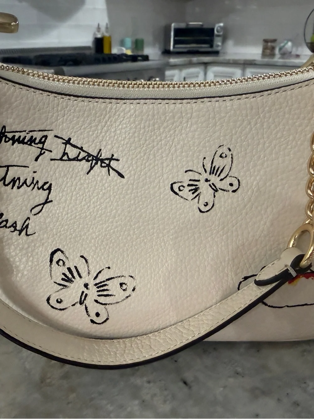 Coach Teri Shoulder Bag “Too Cool” Chalk Graffiti Print Leather
